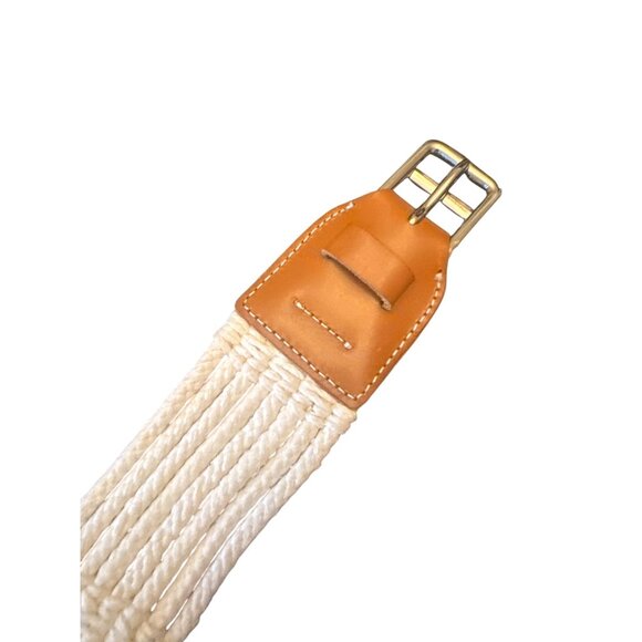 J. Crew Womens Woven Belt Medium Genuine Leather & Cotton Braided Strap Med - Picture 3 of 5